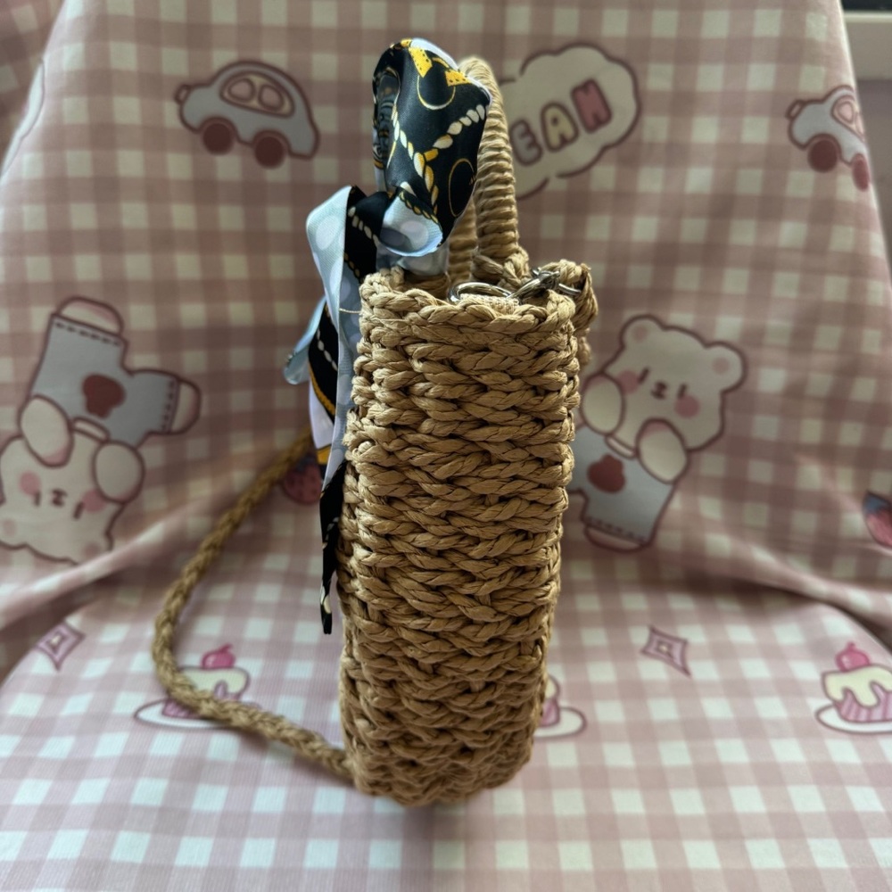 Saint Laurent Woven Tan Straw Tote & Crossbody Bag - Picture 10 of 11